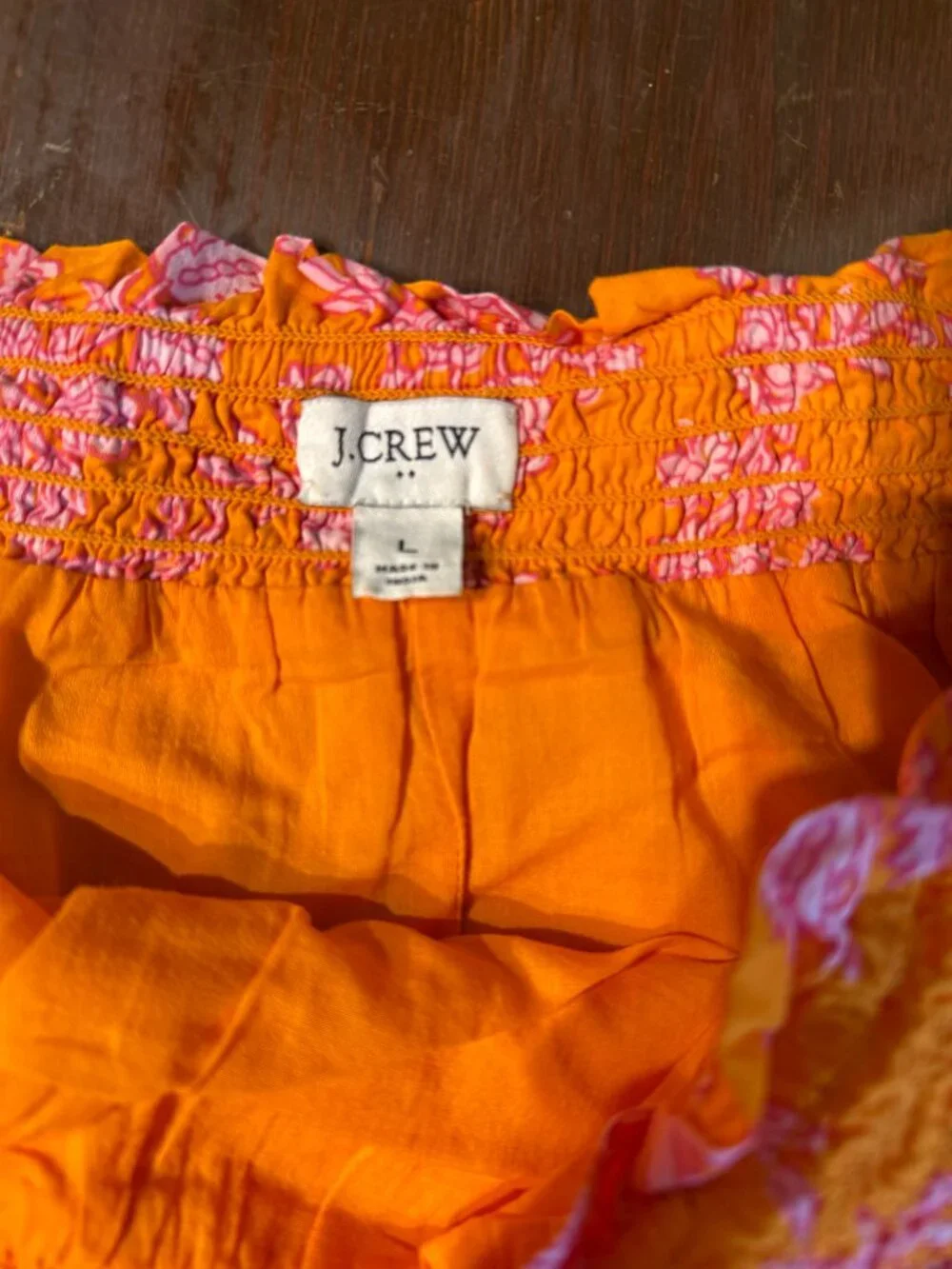 J Crew Orange and Pink FLoral Skirt Large with Ruffle